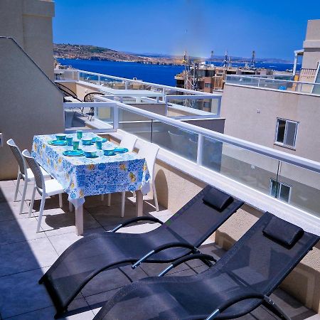 Sea View New Penthouse Terrace & Garage Parking Leilighet San Pawl il-Baħar Eksteriør bilde