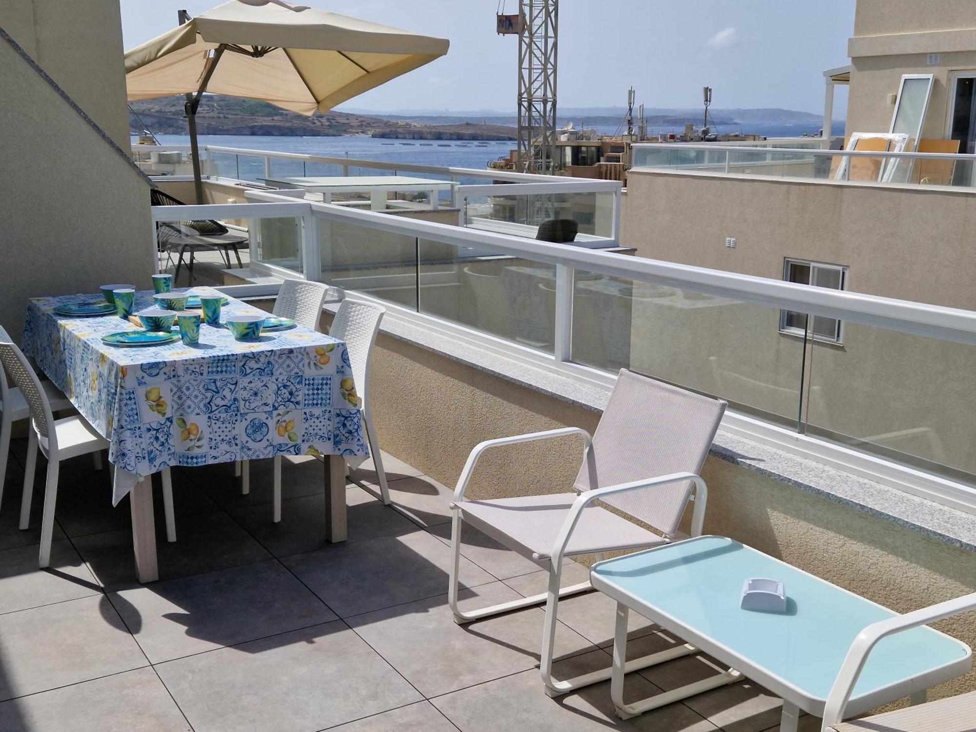 Sea View New Penthouse Terrace & Garage Parking Leilighet San Pawl il-Baħar Eksteriør bilde