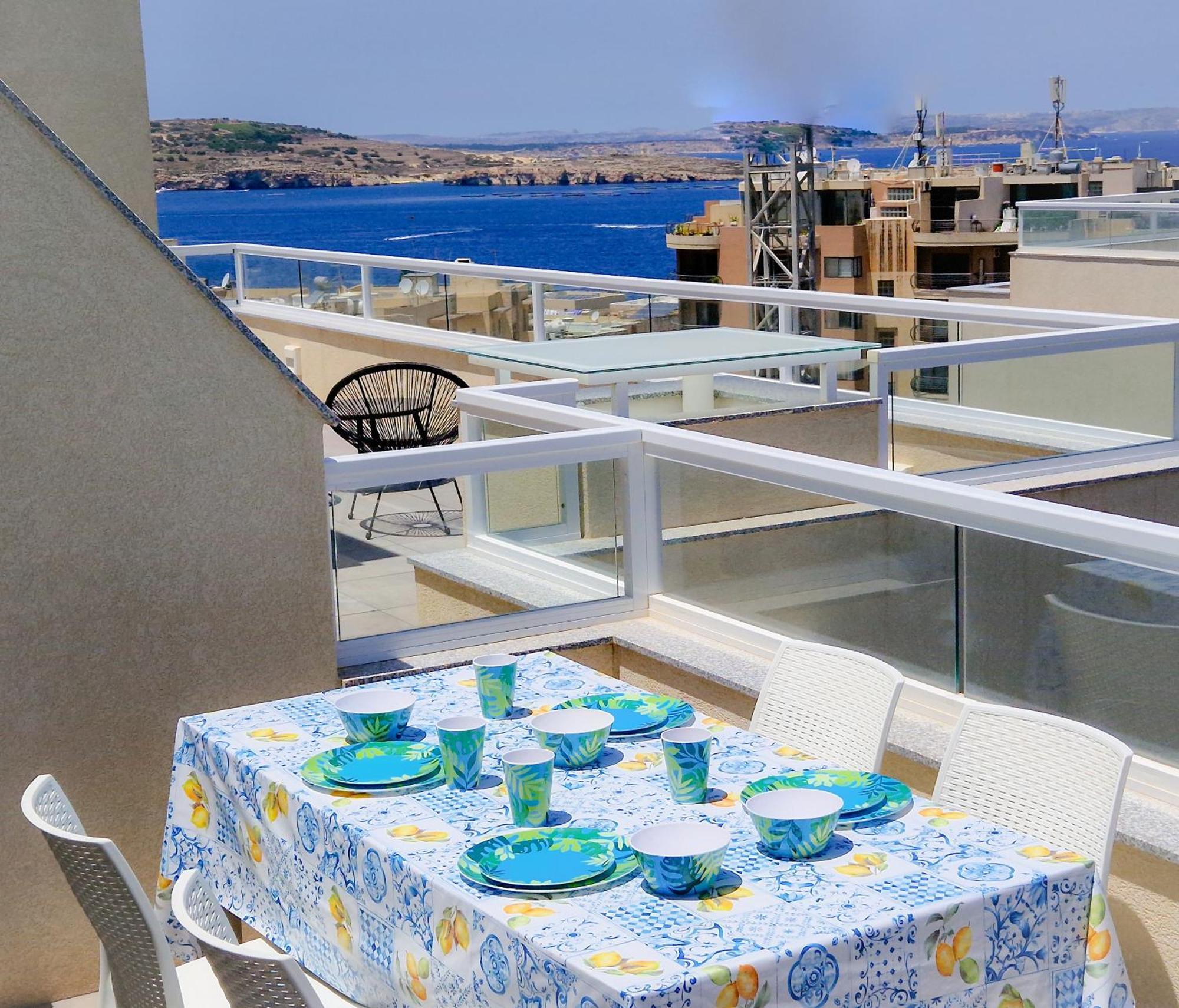 Sea View New Penthouse Terrace & Garage Parking Leilighet San Pawl il-Baħar Eksteriør bilde